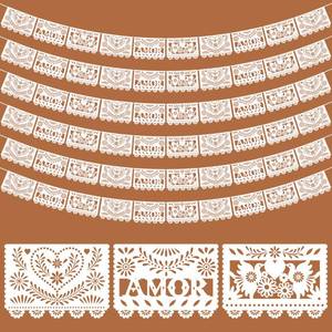 lot 244 image: TaoBary 4 Pcs Papel Picado Mexican Wedding Cielito Lindo Party Decor 118 Feet Dia De Los Muertos Decor Banner for Altar Mexican Wedding Birthday(White,Amor) - Retail $26
