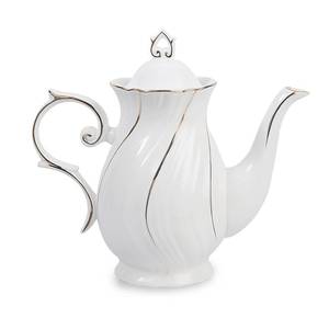 lot 264 image: Agyiuns tea pot ceramic with lid, 38.8 Oz for Tea, Milk, Coffee, Flower tea(White with gold thread) - Retail $29