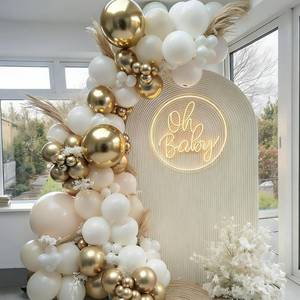 lot 266 image: White and Gold Balloon Arch Kit, Beige,Nude, 144 Pcs Different Size - Retail $11