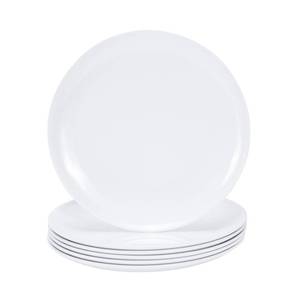 lot 272 image: Yummost 11 Melamine Dinner Plates - 6pcs Round Serving Dishes for Salad, Dessert, Steak, Pasta, Break-resistant and Dishwasher Safe (White) - Retail $26
