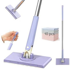 lot 299 image: Zero Touch Mini Mops,Lazy mop Automatic gripping with Hands Free Push Pull Handle,Retractable Disposable Dust Mops for Multi Cleaning(37.4in  10Cloth)