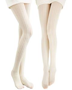 lot 304 image: JaGely 2 Pairs Womens Fishnet Hollow Out Knitted Tights Patterned Lace Stockings Vertical Strips Pantyhose (Heart Style,90g) - Retail $9