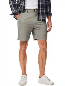 lot 319 image: JMIERR Mens Shorts Slim Fit 7 Inch Inseam Flat Front Hybrid Chino Short Summer Stretch Waist Cotton Twill Casual Dress Short with Pockets for Golf, Work, Beach, Size 32, Light Grey - Retail $26