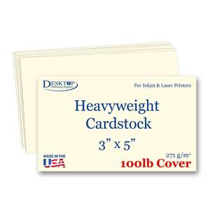 lot 320 image: 100 Sheets 3 x 5 Cream Cardstock Paper �� Extra Thick 100lb Cover (271 gsm) Heavyweight Matte Card Stock for Inkjet & Laser Printers �� Index Cards, Recipe Cards, Flashcards, Notes - Retail $10