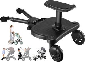 lot 323 image: Universal Stroller Board Buggy Board Rider Stroller Glider Board Stroller Board Stroller Standing Platform with Detachable Seat Suitable for Most Brands of Strollers, Holds Children Up to 55lbs - Retail $41