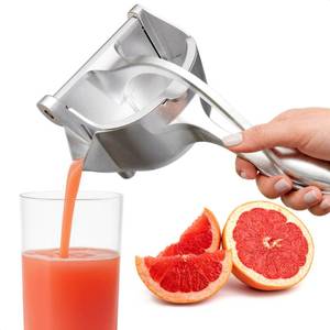 lot 325 image: Hand Juicer Squeezer - Gets Every Last Drop Fast - Manual Juicer Hand Press for Lemon, Orange, Lime, Grapefruit and Pomegranate  20 oz Aluminum Bowl, Pour Spout, Lemon Squeezer with Ergonomic Handle - Retail $20