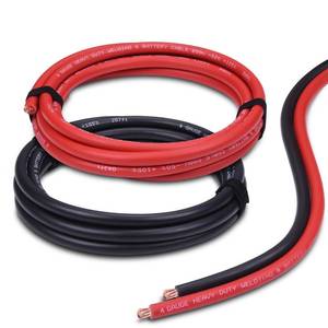 lot 336 image: Shirbly 4 Gauge Battery Cable, 10FT Red  10FT Black 4 AWG Pure Copper Wire Welding Cable, for Automotive, Battery, Solar and Generator, Standard USA OFC Wire - Retail $40