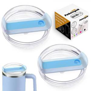 lot 353 image: Fabenyok 20 OZ 30 OZ Tumbler Lid Replacement Fit for Stanley Cup, 2 Pack Replacement Lids Fit for Stanley Quencher H2.0, Spill Proof Tumbler Top Covers for Stanley Cup Accessories(Clear - Blue) - Retail $9