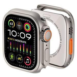 lot 355 image: amBand for Apple Watch Series 11 10 46mm Metal Case Men, W1 Rugged Protective Bumper Turn iWatch into Ultra 321 Look with Back Cover, Upgrade Conversion Kit Stylish Protector - Natural Titanium - Retail $18