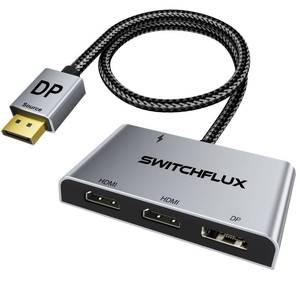 lot 376 image: SWITCHFLUX DisplayPort to Dual HDMI with DP Adapter 4K60Hz Extended Display 1 in 3 Out MST Hub for Multiple Monitors Compatible with PC,NVIDIAAMD Graphics Card - Retail $50