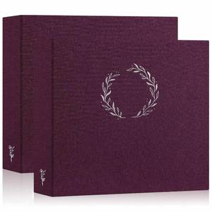 lot 388 image: Lanpn 2 Packs Photo Album Scrapbook 12x12, Linen Cover Wreath Design Top Load 3 Ring Folder Binder Photobook Photo Book 12 x 12 inch with 30 Plastic Sleeves 60 Pages Purple - Retail $35