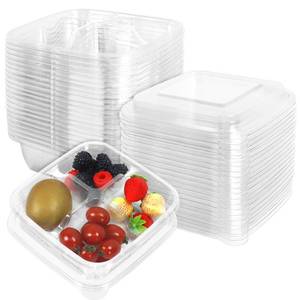 lot 399 image: ISUSSER 40 Pack Clear Bento Snack Food Containers, 4 Compartment Meal Prep Containers with Lids for School and Work - Retail $19