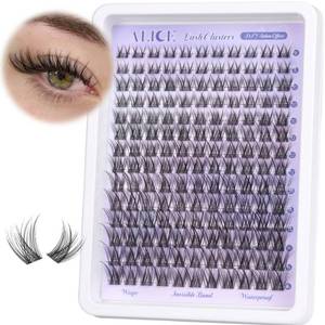 lot 444 image: Natural Lash Clusters Wispy Cluster Eyelash Extensions Invisible Band Individual Lashes C-Curly DIY Lash Extension 8-16mm Waterproof Soft Cluster Lashes 168pcs by ALICE - Retail $10