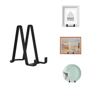 lot 455 image: Artliving Plate Stands for Display - Plastic Easel Stand Plate Holder Display Stand Picture Frame Stand for Pictures  PhotoDecorative Plate Dish  Tabletop Art - 6 inch-Black - Retail $12