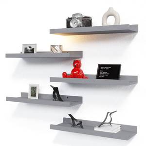lot 459 image: RICHER HOUSE Mounted Shelves for Wall Decor, Modern Picture Ledge Shelf with Lip for Wall Storage Nursery, Bedroom, Living Room, Bathroom - Grey - Retail $23
