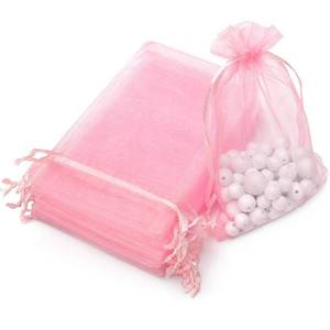 lot 463 image: Akstore 100PCS 4x6inch (10x15cm) Drawstring Organza Jewelry Favor Pouches Wedding Party Festival Gift Bags Candy Bags (Pink) - Retail $8