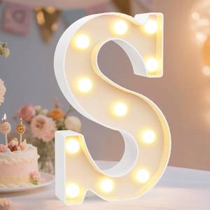 lot 471 image: Pooqla LED Marquee Letter Lights Sign, Light Up Alphabet Letter for Home Party Wedding Decoration S - Retail $9