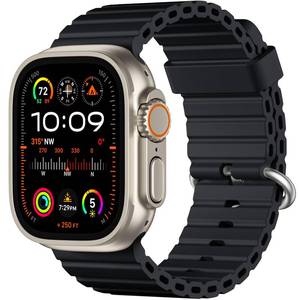 lot 473 image: DaQin Ocean Band Compatible With Apple Watch Ultra 321 49mm 46mm 45mm 44mm 42mm for Men, Soft Silicone Breathable Waterproof Sport Wristband Strap for iWatch Series 11 10 9 8 7 6 5 4 SE 3 2 1, Black - Retail $13