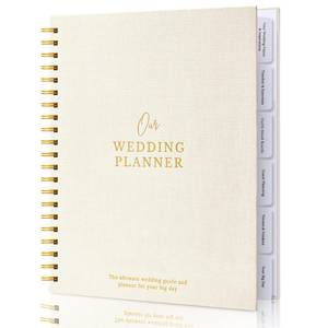 lot 480 image: Timeless Premium Linen Wedding Planner Book and Organizer �� Wedding Planning Book, Comprehensive Keepsake & Countdown Binder, Perfect Engagement Gift for Women, 11 x 9 (Cream) - Retail $24