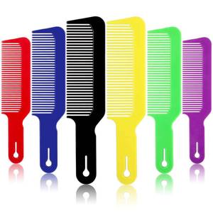 lot 485 image: Boao 6 Pack Hair Cutting Combs, 9 Inch Blending Barber Clipper Flat Top Combs for Clipper Cut Flattops, Plastic Heat Resistant Anti-Static Hairdressing Tool (Assorted Colors) - Retail $9