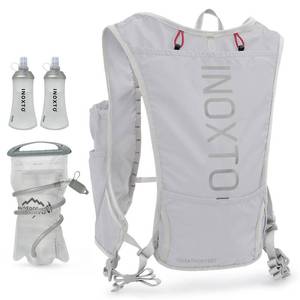 lot 492 image: INOXTO Running Hydration Vest Backpack,Lightweight Insulated Pack with 1.5L Water Bladder Bag Daypack for Hiking Trail Running Cycling Race Marathon for Women Men (588 Light Gray) - Retail $30