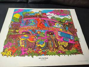 lot 251 image: Vintage John Pickle Hitn the Road Psychedelic Print 1976