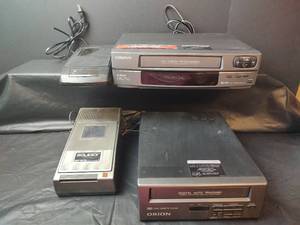 lot 269 image: Orion VHS VCR Lot - 4-Head Recorder, Video Cassette Player, Solidex Beta Adapter and Rewinder