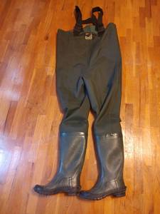 lot 285 image: Womans Hodgman Hip Waders with Rubber Boots, Size 7