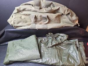 lot 338 image: Military Duffel Bag, Waterproof Clothing Bag, and Poncho