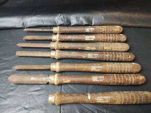 lot 395 image: Vintage Craftsman Woodturning Tools with Wood Handles