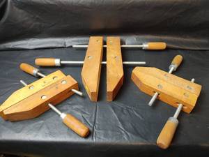 lot 398 image: Wood Bar Clamps, 8 and 12 inch