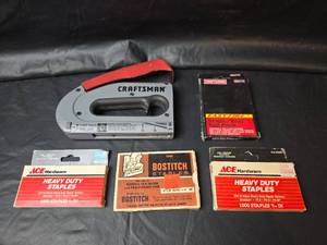 lot 519 image: Craftsman Staple Gun 968514 with Staple and Brad Nail Assortment