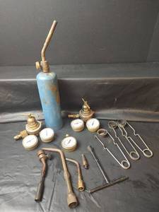 lot 537 image: Butane Torch with Acetylene Tank, Regulators, Gauges and Accessories