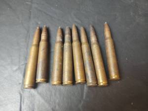 lot 551 image: 8 Rounds Rifle Ammunition Mixed Lot Brass Cartridges