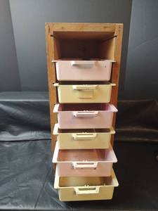 lot 693 image: Wood Storage Organizer Bins, 8w x 10d x 19t