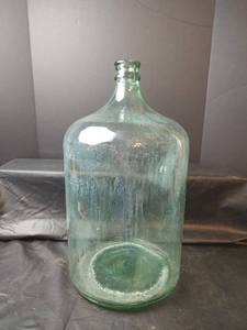 lot 732 image: Vintage Green Glass Bottle Jug, 11in dia x 19.5in tall