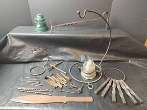 lot 830 image: Mixed Iron Hardware & Glass Insulators