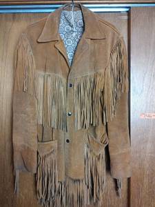 lot 867 image: Suede Leather Fringe Jacket, Size L