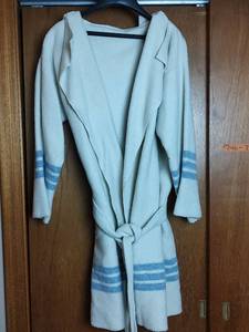 lot 872 image: Homemade Hooded Wrap Robe, Cream Colored