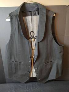 lot 874 image: Black Vest and Striped Pants with Metal Buttons