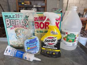 lot 1012 image: Cleaning Supplies Lot Borax Easy-Off Vinegar Shower Clean Caulk
