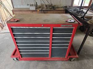 lot 1024 image: Craftsman Tool Storage Cabinet with Drawers and Work Surface- no key