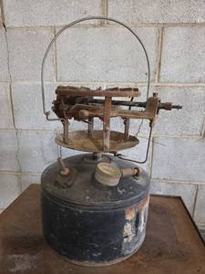 lot 1108 image: Vintage Propane Burner with Gauge and Fuel Tank