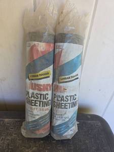 lot 1228 image: Husky Plastic Sheeting 10 ft x 25 ft 3.5 mil Linear Tough 2-Pack