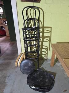 lot 1503 image: 4 Black Tubular Frame Bistro Chair  with Round Seat Components- Project