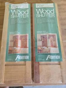 lot 1504 image: ABITIBI Wood Shutter 7 x 20 Narrow Slat Movable Louver Unfinished 2-Packs