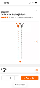 lot 18035 image: Shop HDX 20 in. Hair Snake 2-Pack - Retail $6