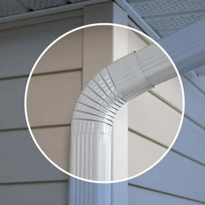 lot 18053 image: Amerimax B Elbow 75 Degree 3  X 4  Aluminum White  - Retail $15