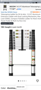 BOCOM 14.5 FT Aluminum Telescoping Ladder 330 lb Max Load - Retail: $99