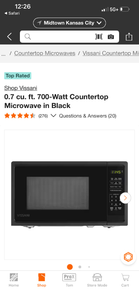 lot 18088 image: Vissani 0.7 cu. ft. 700-Watt Countertop Microwave Black - Retail $60